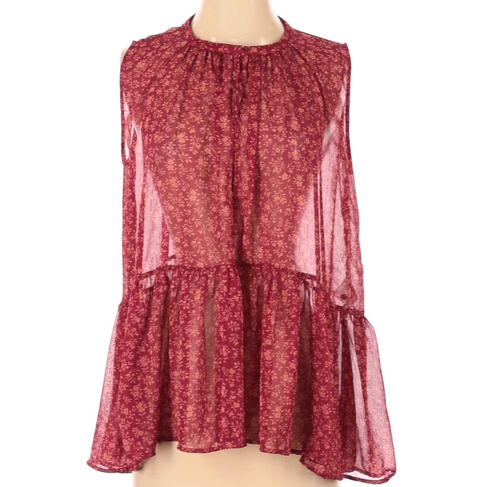 Uniqlo Joy of Print Floral Boho Sleeveless Babydoll Blouse Shirt Tank Top